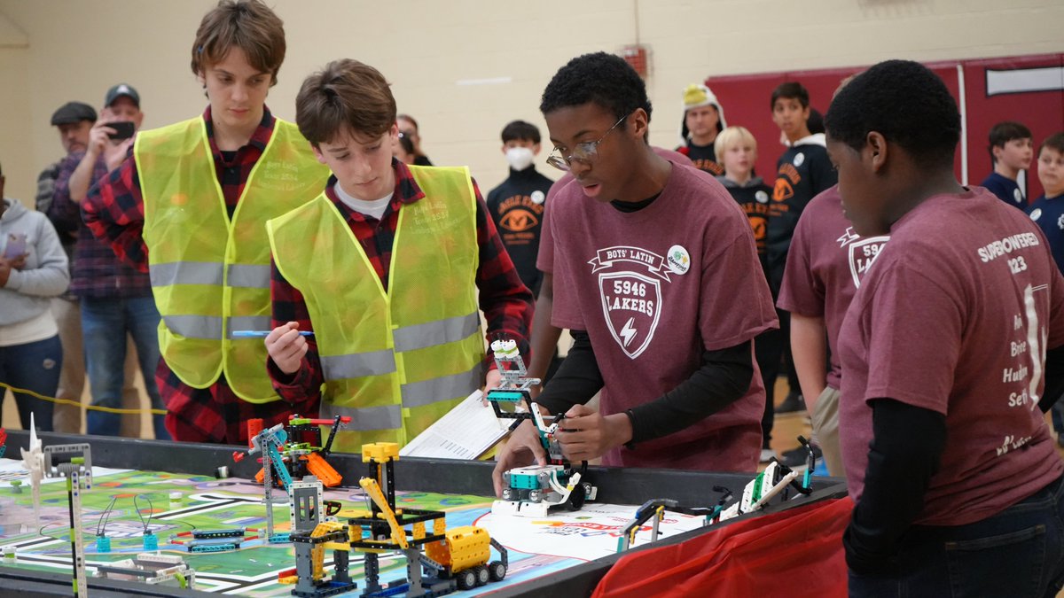 BoysLatinSchool's tweet photo. BL hosted Roboquake on Lake, a FIRST LEGO League tournament in which  20+ local teams in grades 5 - 8 competed in the SuperPowered℠ challenge. Congratulations to all competitors and our middle school team that advanced to the statewide competition! #BL #BoysLatin #BLRobotics https://t.co/mFL8Q9OCbx