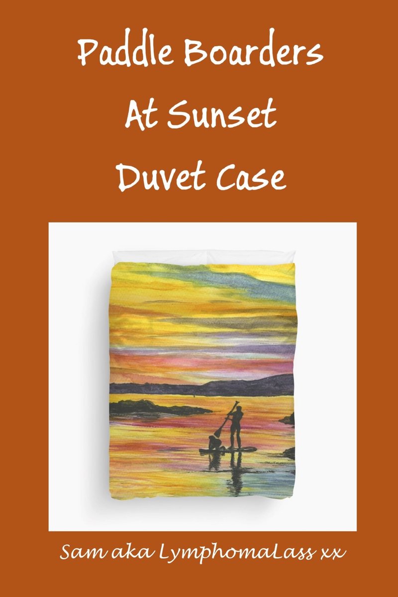 LymphomaLass's tweet photo. Paddle Boarders at Sunset Duvet Case
This calm yet vibrant watercolour of a blissful summer evening on Anglesey is available printed on all sorts of lovely things at:
https://t.co/57ilq4mm8D
Thanks!
Sam aka LymphomaLass xx
#paddleboarding #paddleboard #paddleboarders #anglesey https://t.co/BQaEwV4sHK