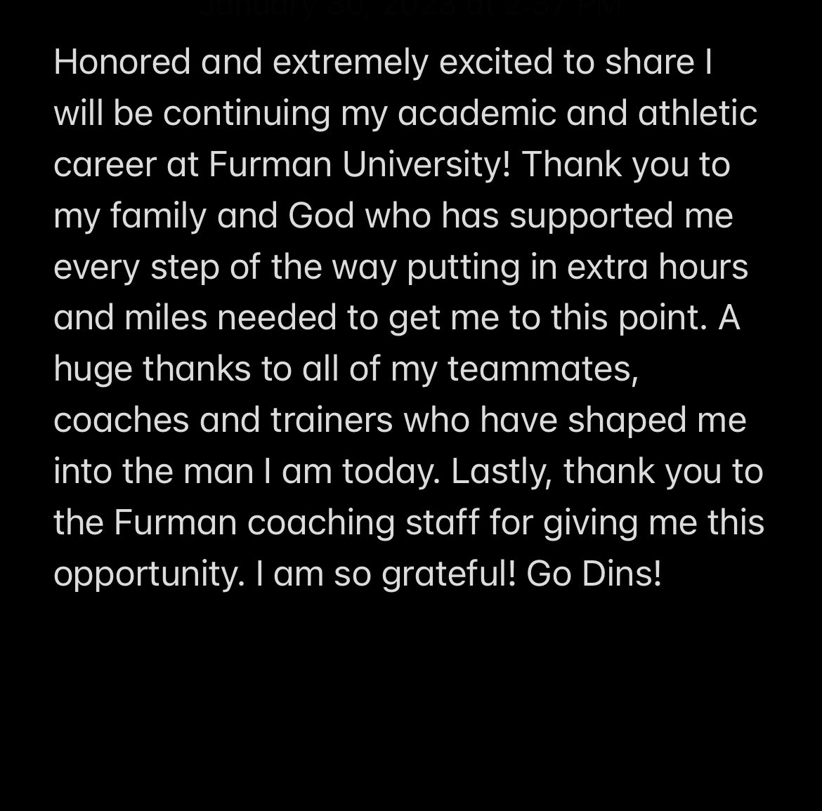 vinnyjordan2023's tweet photo. COMMITTED!! Very excited and honored to share that I will be continuing my academic and athletic career at Furman University!! #diamondcha23ers @CoachKLewDL @CoachWrightC @FUCoachHendrix @PaladinFootball @BigDubFootball @coachcaponewhs @GHFootwork @CoachHall318 https://t.co/YuHHN54WjA