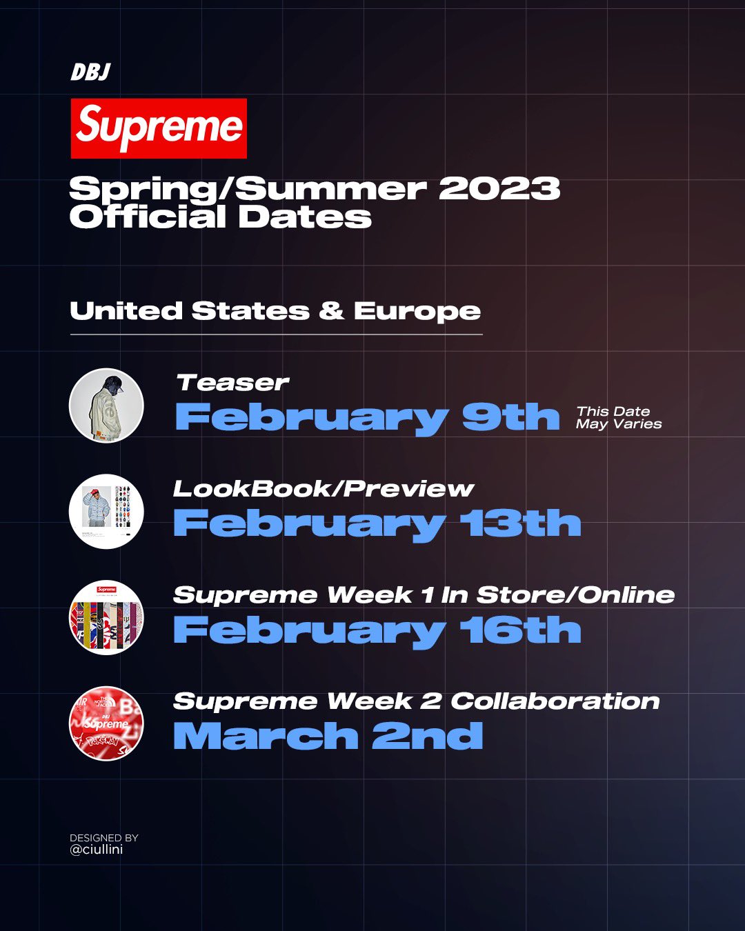 DropsByJay on Twitter "Supreme Spring/Summer 2023 Dates 🗓 These are