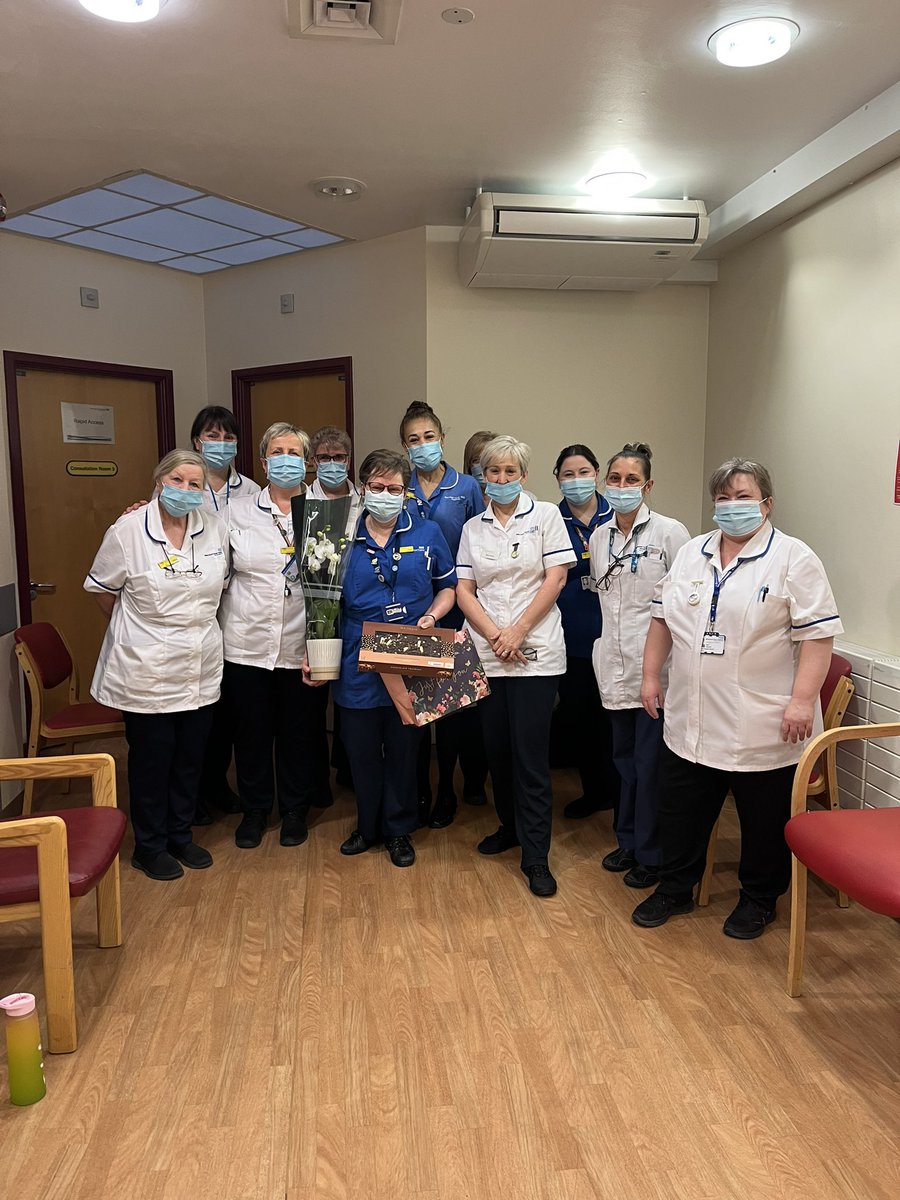Massive congratulations to our lovely band 6 Karen Mosedale on your retirement🎉 Karen has given the NHS 35 years all working full time at Newark OPD! We wish you all the very best for the future. Tomorrow is her very last day 🎉🎉🎉