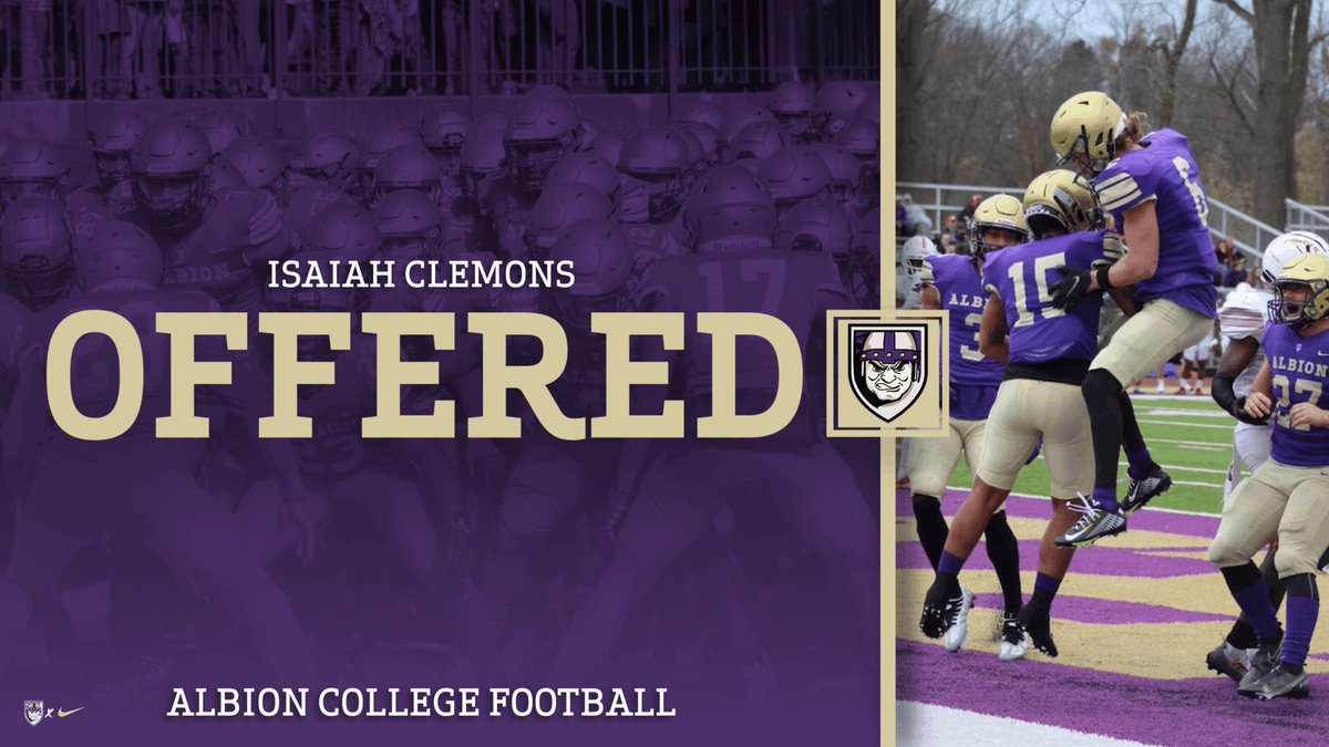 Isaiah Clemons (@isaiahclemons7) on Twitter photo After a talk with <a href="/CoachWasil4/">Stephen Wasil</a> and a great visit today I am blessed to receive a offer from Albion University <a href="/Rundle_Albion/">Travis Rundle</a> <a href="/AlbionFootball/">Albion Football</a> GO BRITS!! After a talk with <a href="/CoachWasil4/">Stephen Wasil</a> and a great visit today I am blessed to receive a offer from Albion University <a href="/Rundle_Albion/">Travis Rundle</a> <a href="/AlbionFootball/">Albion Football</a> GO BRITS!!