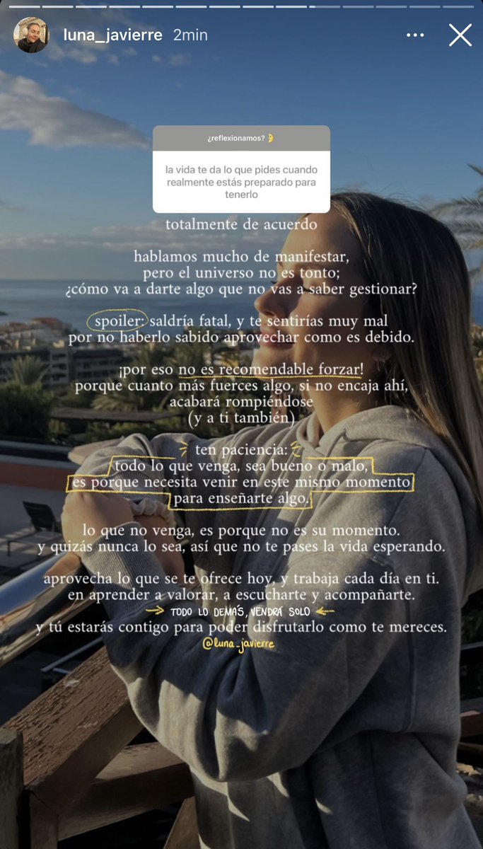 “la vida te da lo que pides cuando realmente estás preparado para tenerlo”