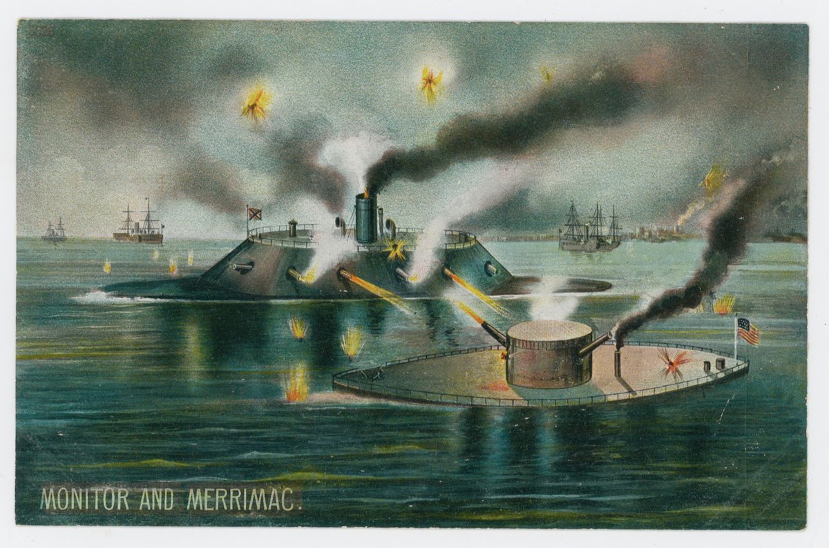 SeaportMuseum's tweet photo. #OnThisDay in 1862, the iconic #USSMonitor was launched into the East River. She was commissioned on February 25 and put to water on March 6. Two days later, she was tested at the famed Battle of Hampton Roads, as depicted here. #NavyHistory #AmericanCivilWar
🔥: 2005.51.293 https://t.co/QVVMfuQThP