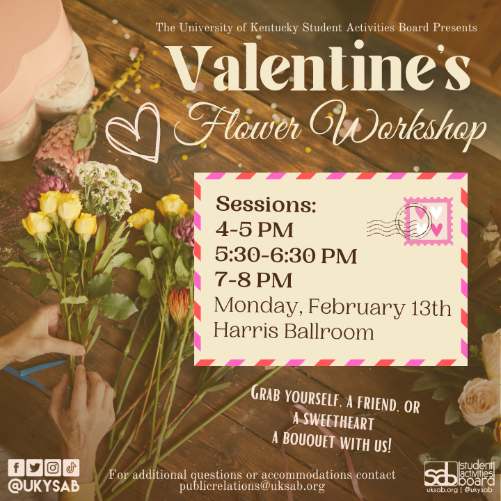 Love is in the air...and the scent of flowers, too! Stop and smell the flowers, February 13th in the Harris Ballroom from 4-8 pm!💐🥰💕
