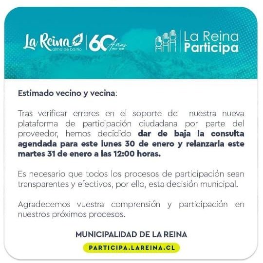 FernandoEncinaW's tweet photo. Como era de esperarse, se suspende x hoy la consulta  de @jmpalaciosparra sobre Memorial Aeródromo Tobalaba. Lamentable show, lleno de irregularidades y con 0 legitimidad democrática. Todo mal cn esta consulta, de las cosas poco serias que he visto del Alcalde y su Administracion https://t.co/2Cr9eFCTqE