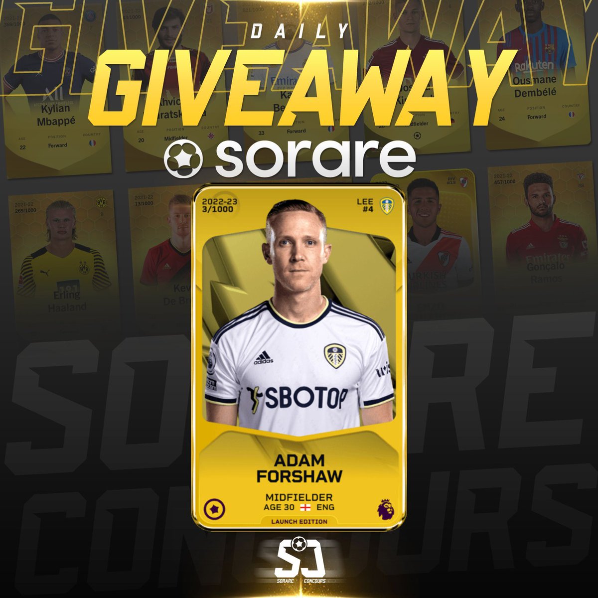 _CaptainHODL's tweet photo. 🎁CONCOURS SORARE🎁

JOUEUR À GAGNER : ADAM FORSHAW

Conditions pour participer : 

- Follow @SorareConcours 
- Retweet ♻️
- Like ♥️

Fin du concours 31/01 à 20h

Si vous n'avez pas encore Sorare : https://t.co/34HxxlJyex

#Giveaway #Concours #football #NFT #crypto #PremierLeague https://t.co/T1iUXwt6hQ