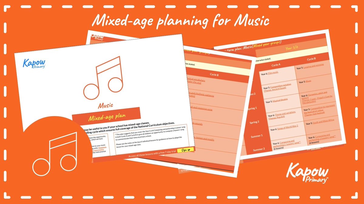 kapowprimary's tweet image. Do you teach a #mixedageclass?

Explore our  mixed-age Music plan for guidance on delivering the subject in a two-year rolling cycle while still covering the requirements of the National Curriculum.

👉 bit.ly/3HiFxRJ

#primarymusic #edutwitter