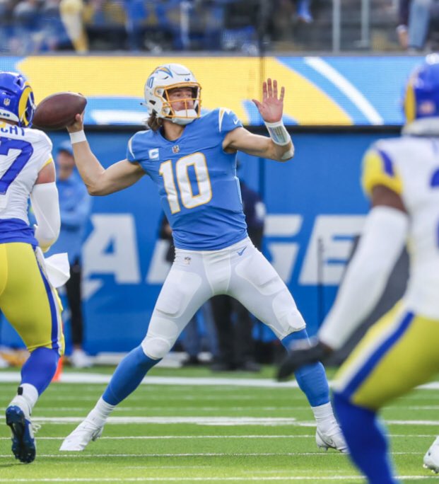 ChargersMuse's tweet photo. #Chargers Justin Herbert is the only quarterback in NFL history to have 13,000 passing yards over the first 3 seasons and has 102 total touchdowns which are the most by a player player in his first 3 seasons https://t.co/RDxyLB7vxB