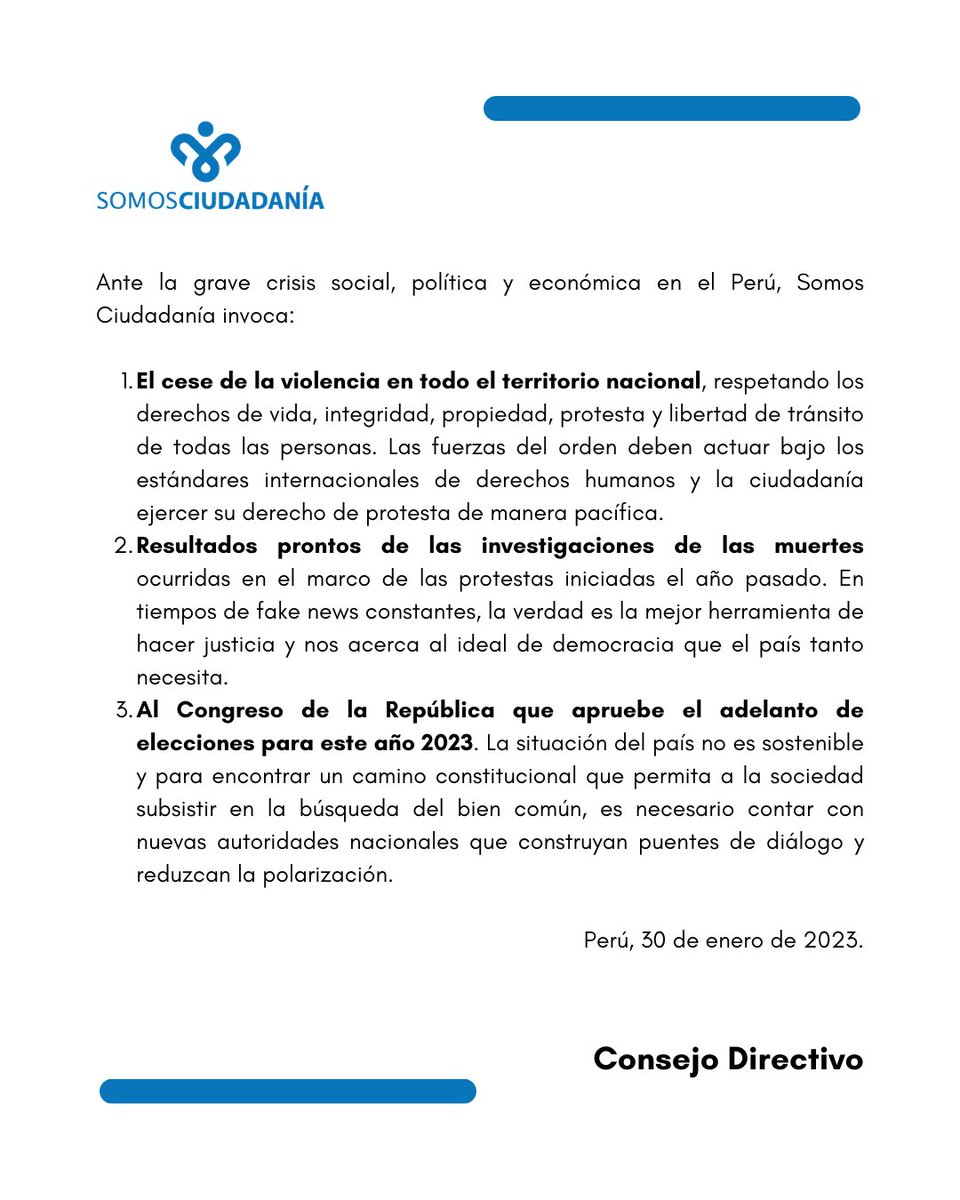 Comunicado 30 de enero de 2023.

#Peru 🇵🇪
