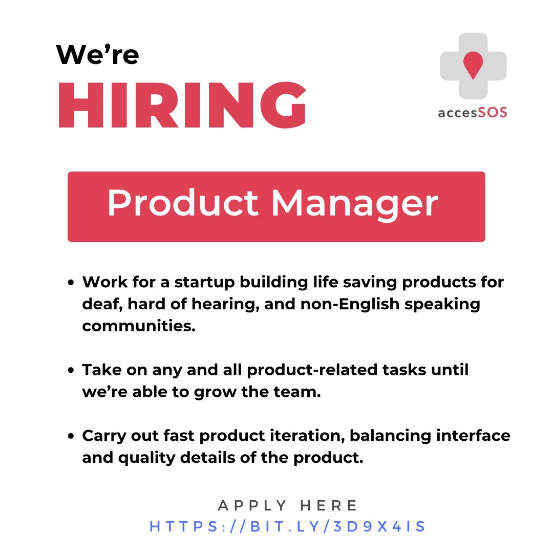 911access's tweet photo. We are looking for a highly collaborative and motivated Product Manager to join our community, help build our team, and embrace that in a startup, no job is too small.
๐ Apply Here https://t.co/6XO4Wgpnj4
#accesSOS #socialimpact #text911info #911access https://t.co/2SsEhczyhH