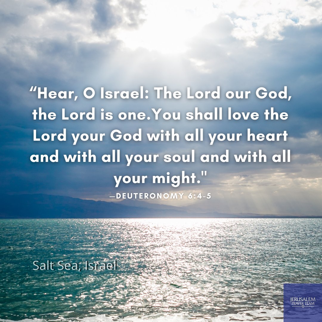 jerusalemprayer's tweet photo. "Hear, O Israel: The Lord our God, the Lord is one. You shall love the Lord your God with all your heart and with all your soul and with all your might."
—Deuteronomy 6:4-5

#SaltSea 
#IsraelForeverStrong https://t.co/3fbTeuZDqQ