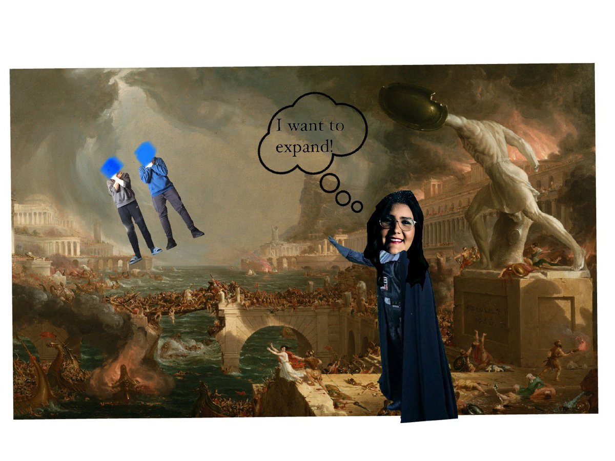 MmeSMitchell's tweet photo. To reinforce our understanding of different types of governments (and to practice using some tech) I asked my students to make a green screen image of a type of government. Bonus points if the image included me in it, and this is what two of my students made for “empire” 😂 https://t.co/avN2Oa8ajJ