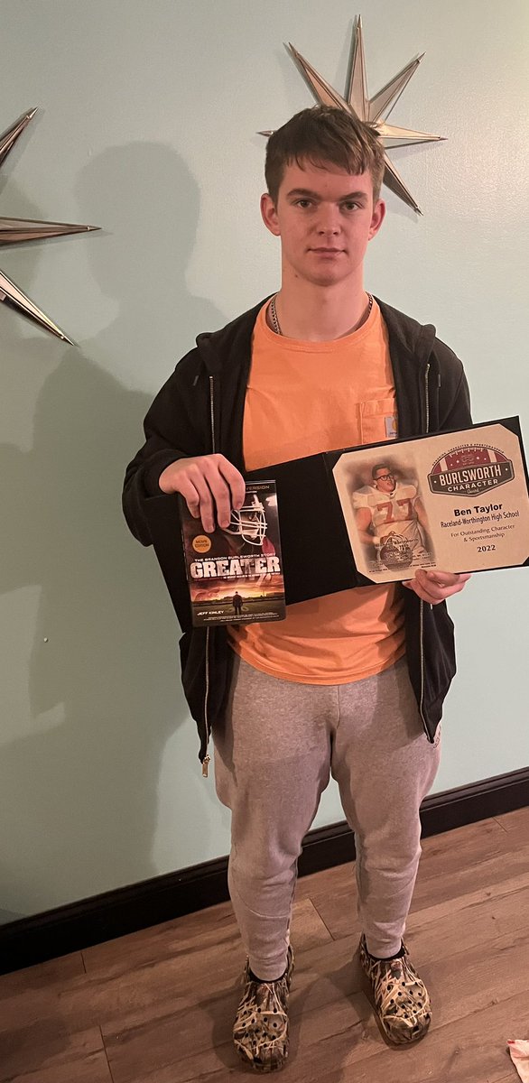 Gtaylormade's tweet photo. There are no words to describe what this award means to me as a father. Ben has received the Burlsworth character award for outstanding character and sportsmanship. @TaylorBen2004 @racelandramsfb @Key_R_CurtMU25 @ramnation45 @breataylormade https://t.co/J9VifQbB7U