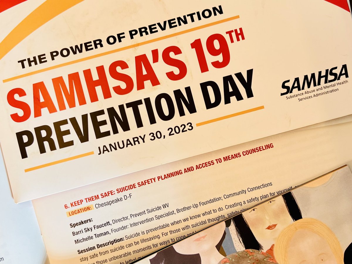 etomansuper's tweet photo. Excited to hear about @michelle_toman & @iammamasky presentation today at SAMHSA’S 19th Prevention Day Conference in DC. KEEP THEM SAFE: SUICIDE SAFETY PLANNING & ACCESS TO MEANS COUNSELING.
#StrongerTogether #youmatterimatter
#MoreThanYouAndI
#Partnership
#MissionMinded
#CADCA https://t.co/nsF8x6XXGH