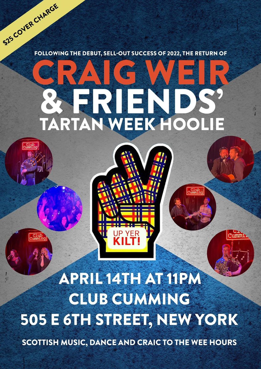 Last year during <a href="/nyctartanweek/">NYCTartanWeek</a> our Craig threw a bit of a late night party at Alan Cumming’s <a href="/ClubCumming/">ClubCumming</a> and it only went and sold out. 

News: This year’s party is going to be even better as we’ll be there! Grab them now to guarantee entry! 

clubcummingnyc.com/schedule/craig…