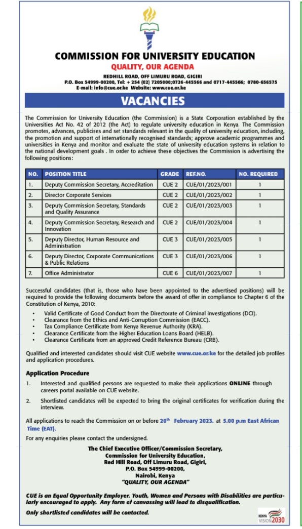 IUCEA on Twitter "Opportunities at Commission for University Education