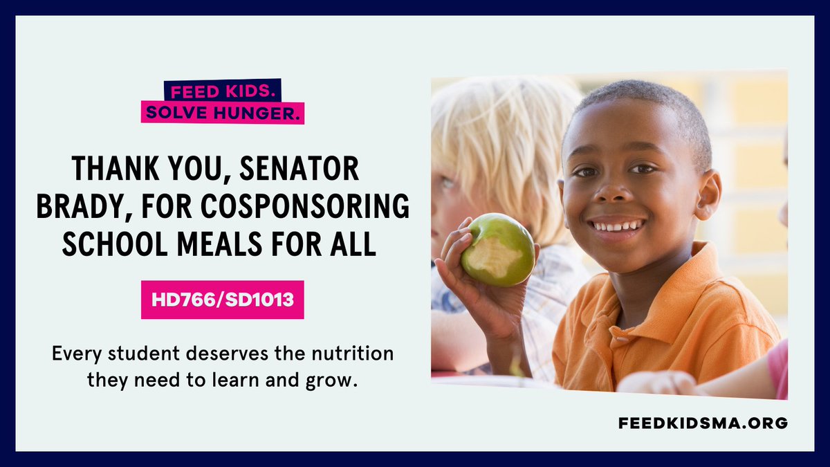 Project Bread (@projectbread) on Twitter photo Thank you, Senator <a href="/Brady_Works/">Senator Mike Brady</a>, for cosponsoring HD766/SD1013 and investing in the health and future of our children. Passing #SchoolMealsforAll is key to increasing equitable access to healthy, nutritious food for all students –so no child goes hungry. #FeedKidsMa #mapoli Thank you, Senator <a href="/Brady_Works/">Senator Mike Brady</a>, for cosponsoring HD766/SD1013 and investing in the health and future of our children. Passing #SchoolMealsforAll is key to increasing equitable access to healthy, nutritious food for all students –so no child goes hungry. #FeedKidsMa #mapoli