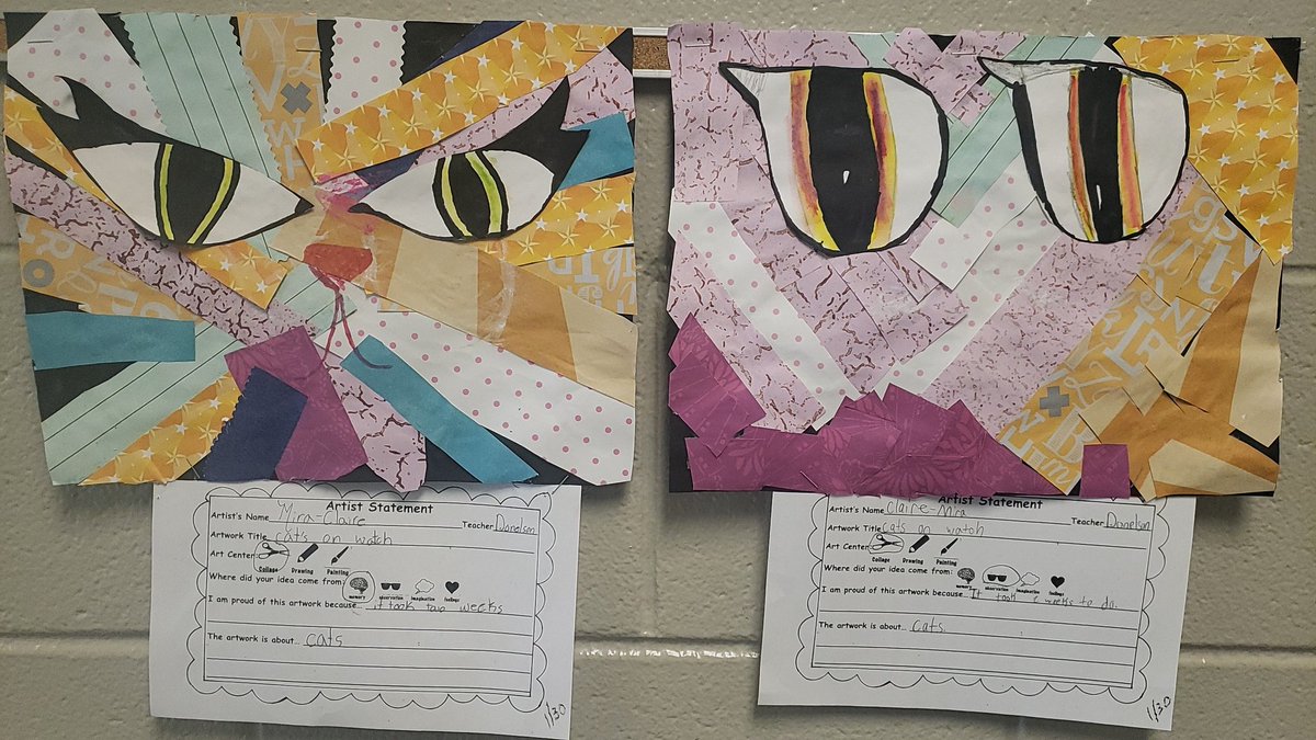 Two 3rd grade artists collaboration. Love the similarities and the differences. <a href="/hhehornets/">Hawthorn Hill Elementary</a> #teachingforartisticbehavior #SHoM