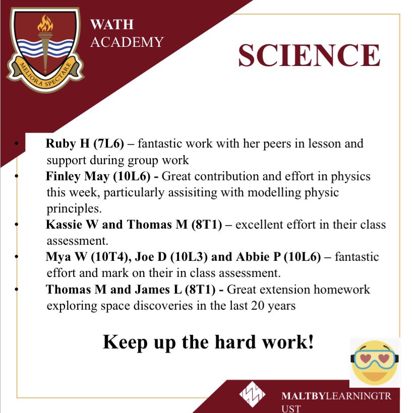 Wath_Science's tweet image. Science stars ⭐️⭐️⭐️ #worldclasslearning @WathAcademy