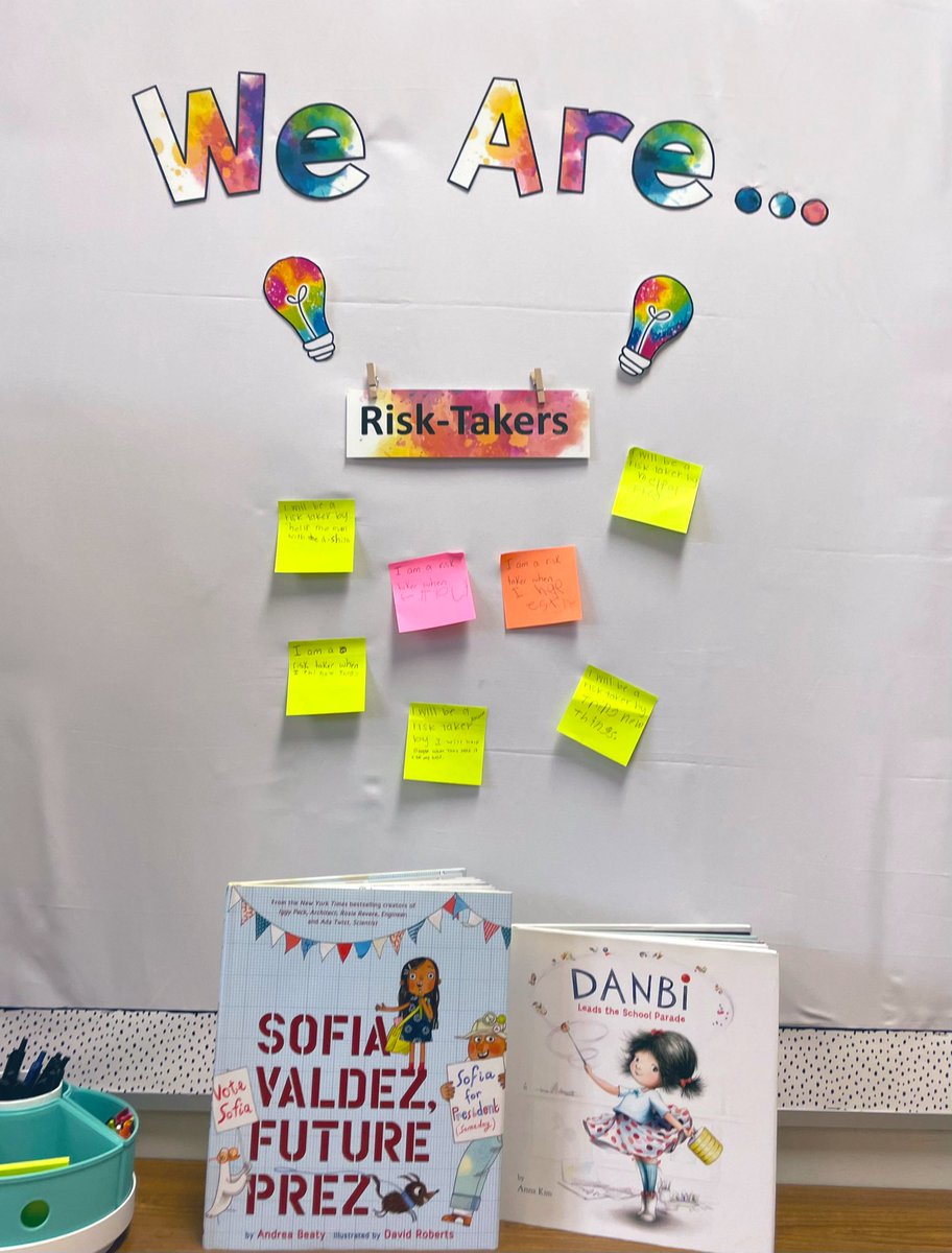 This month our word is Risk-Takers. Today I read two books and asked 2nd-8th graders how they can be risk-takers. Can’t wait to revisit our goal’s tomorrow💛