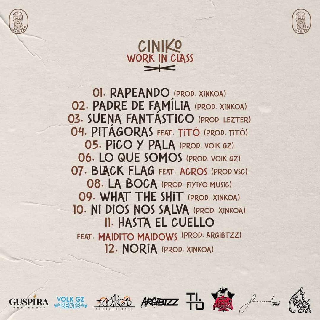 LucasCondeGZ's tweet image. WORK IN CLASS

O 10/02 sae este traballo de Ciniko @cinikohn onde poño 2 beats que xa podedes oir como adianto (Pico y pala + Lo que somos). 

Aquí o tracklist dos 12 temas: