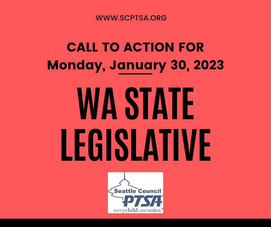 CouncilSeattle's tweet image. Monday, January 30, 2023 - Bills to Support by 1:30 PM for Testimony. 
Written Testimony - Tuesday 1:30 scptsa.org/news/2023/1/30…