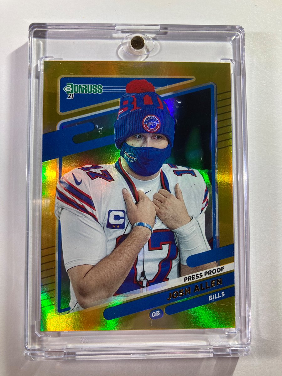 1218Sports's tweet photo. 🎁Appreciation Day Giveaway🎁

Winner will be picked Thursday

This is my last JA17 “Covid” card!

#BillsMafia 

🔥Josh Allen Gold Press Proof

To enter
1. Follow
2. Retweet
3. Like

@sports_sell #NFL #Buffalo https://t.co/5YCfiqhHLU