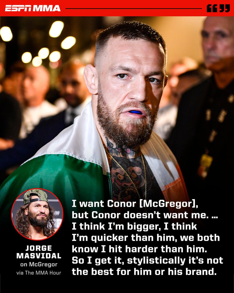 espnmma's tweet photo. Masvidal would like to step into the Octagon with McGregor, but doubts it will happen  👀 https://t.co/8Y3hY2QEIa