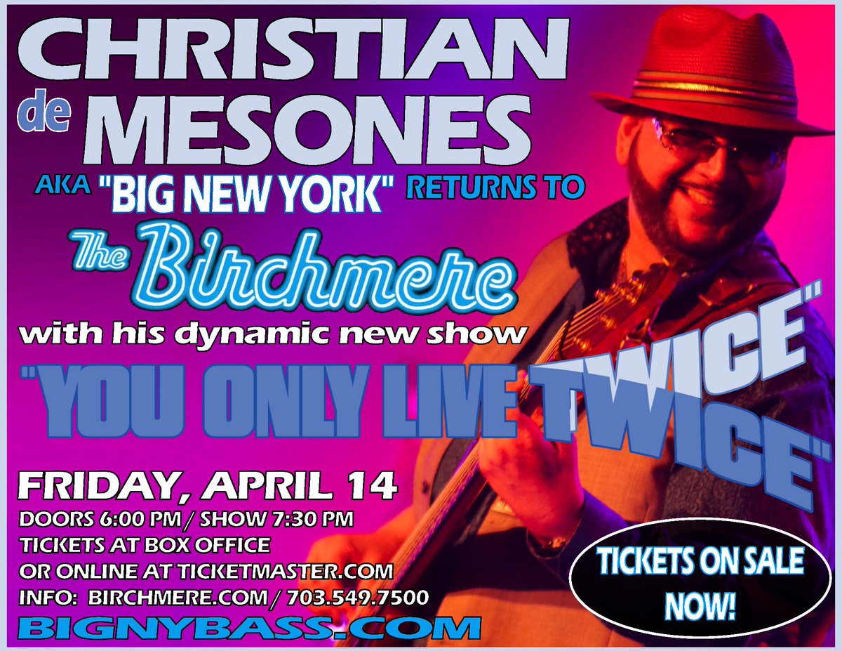 Bassist, composer, band leader and Billboard #1 national recording artist Christian de Mesones returns to the Birchmere with his new show, “You Only Live Twice,” celebrating music from his forthcoming 2023 release of the same name.
@thebirchmere
@SmoothJazzNews
@SmoothJazzRadio