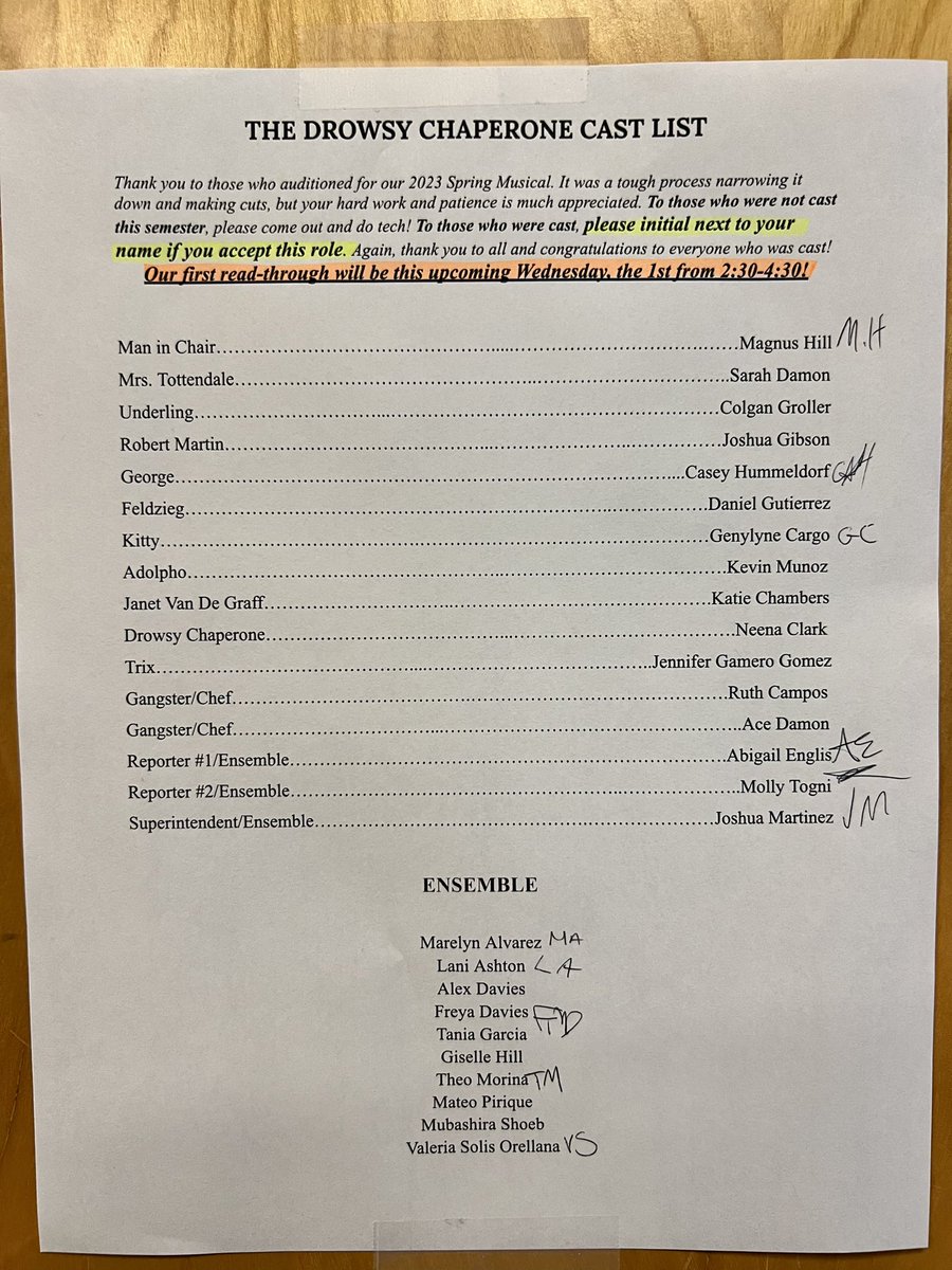 ms_marysass's tweet photo. CAST LIST IS UP! ❤️ thank you to all who came and auditioned this year! https://t.co/dcyAMOx1BM