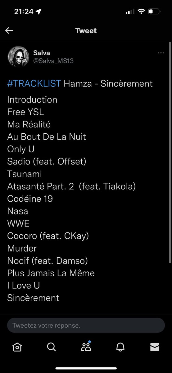 Jr_Confirmed's tweet photo. On rappel la tracklist d’Hamza : https://t.co/FUx4K1n54l