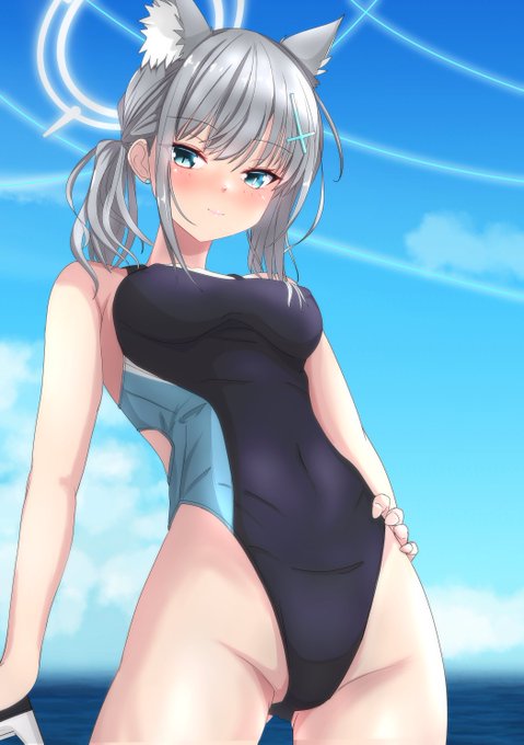 ん、
 #くそ寒いので水着絵を貼る
#シロコ 