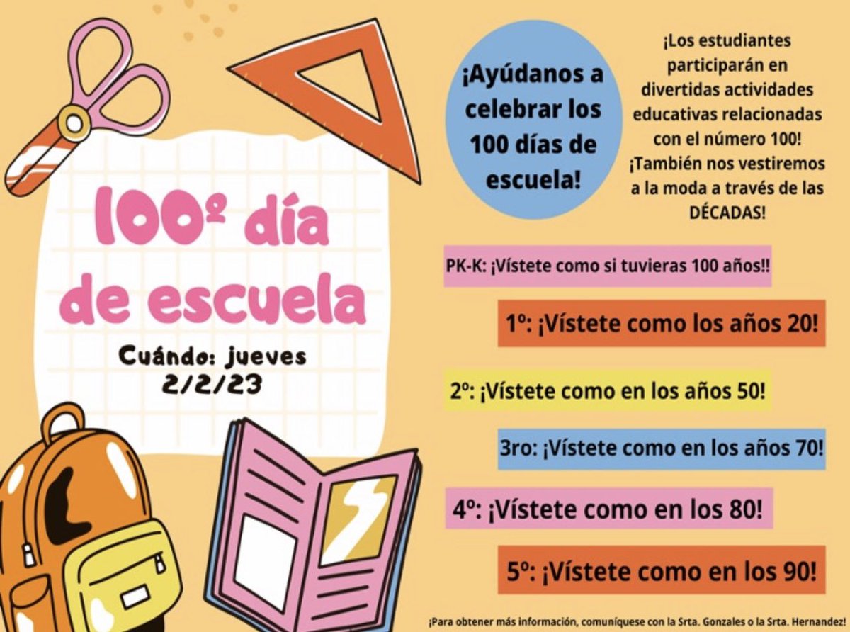 Noemi Gonzales (@bilingualadv) on Twitter photo 100th day of school celebration this Thursday, Feb. 2nd <a href="/NISDPassmore/">Passmore Elementary</a>!!! Come dressed with fashion representing the decades. 100th day of school celebration this Thursday, Feb. 2nd <a href="/NISDPassmore/">Passmore Elementary</a>!!! Come dressed with fashion representing the decades.