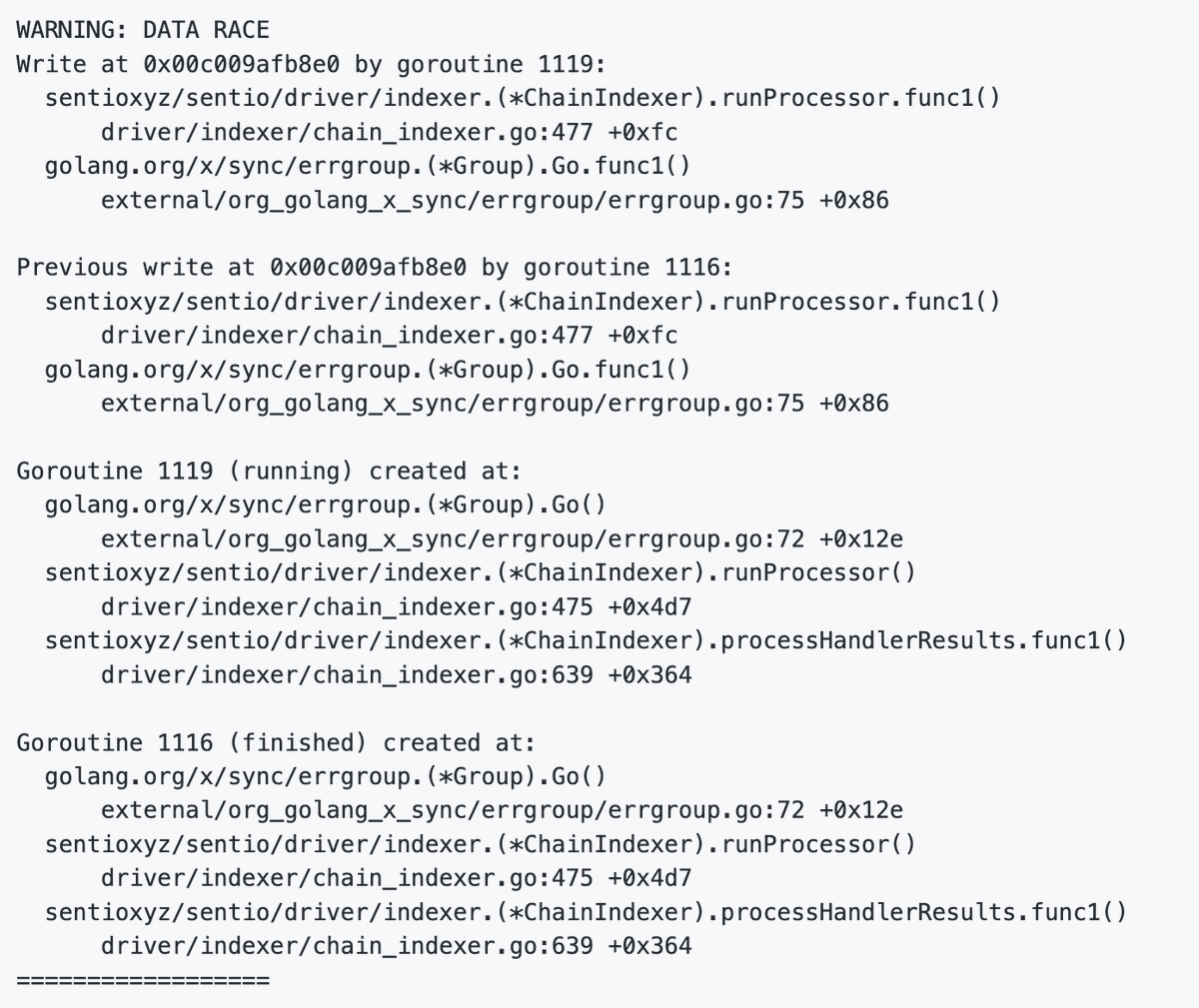 sentioxyz's tweet photo. Use Powerful Testing Tools: Infrastructure testing requires more complicated setup and more sophisticated tools. We use tools like #pprof and #threadsanitizer to help us find more sophisticated issues in the code. 3/6 https://t.co/q1F1PLONKM