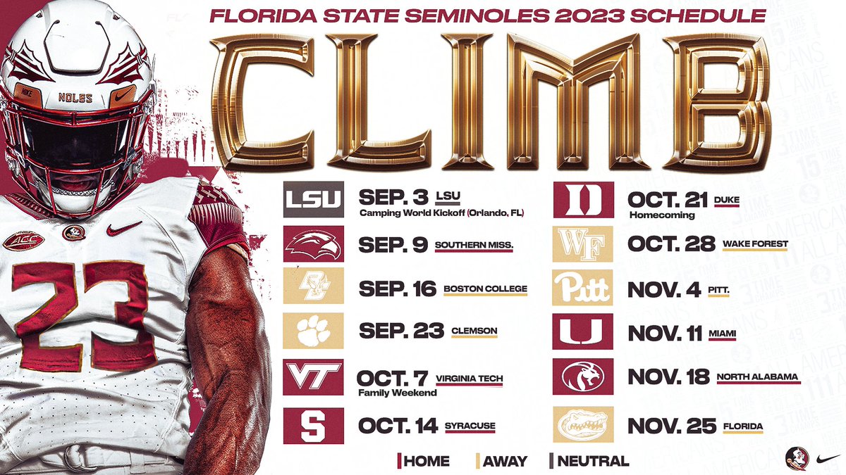 FSU Football on Twitter "The complete 2⃣0⃣2⃣3⃣ schedule is here! 8