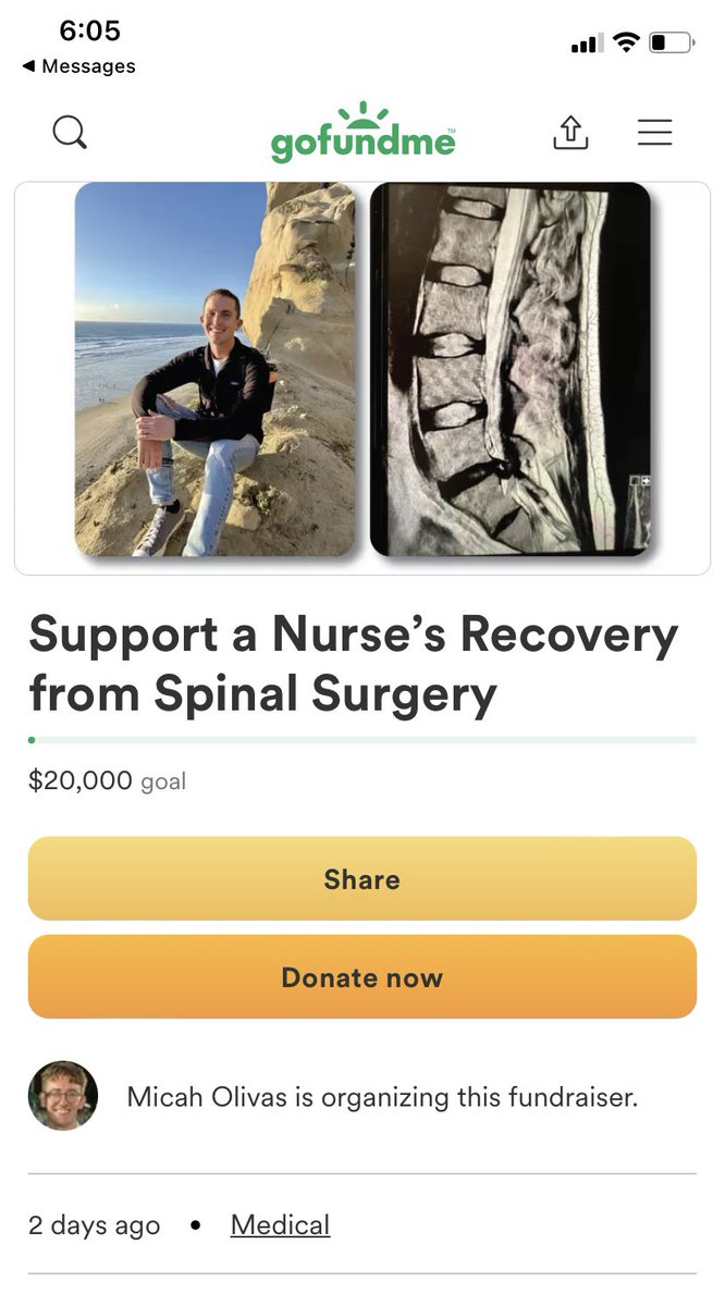 Donate if you can as my dear friend Ian recovers from back surgery. Help him stay afloat amid medical bills, rent, and tuition as he continues to pursue his Doctorate of Nursing Practice. He’ll be out of work for some time: gofund.me/51f5e6da

#gofundme #rnchat #nurse