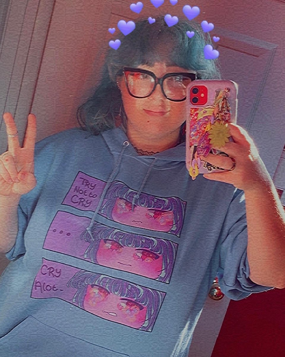 Our ‘Cry Alot’ hoodie in Carolina blue! We were able to test print this one last year, but it will also come in colors Pink, Purple, or Black! 
•
•
#animehoodie #animeclothes #anime #animeshop #animestore #smallbusiness #smallclothingbusiness #stickershop #nevadasmallbusiness