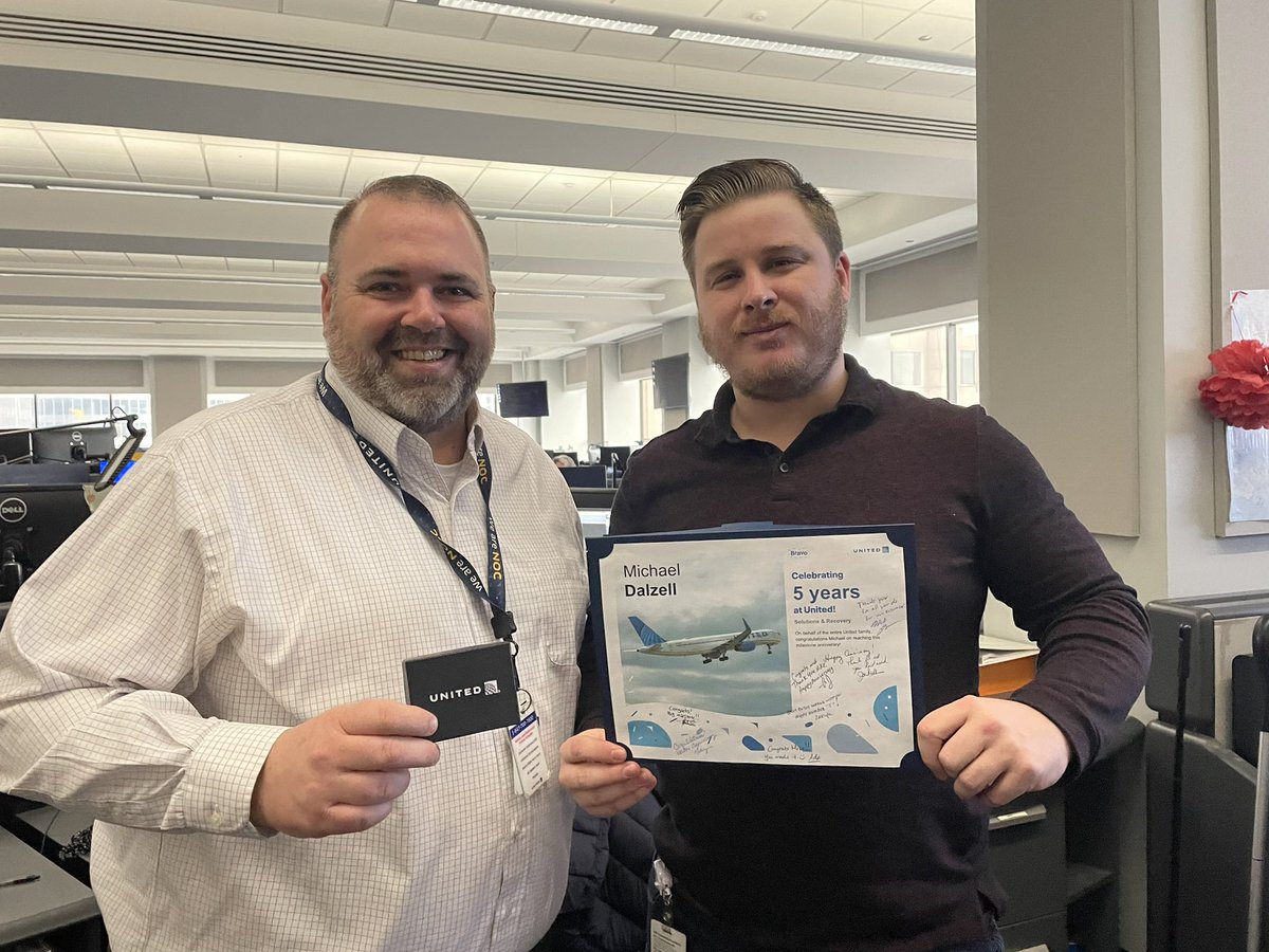 Congratulations to CSS Supervisor Mike Dalzell for 5 years of service with United. Thanks for all you do for our customers and your teammates! @jacquikey @mikejagmin