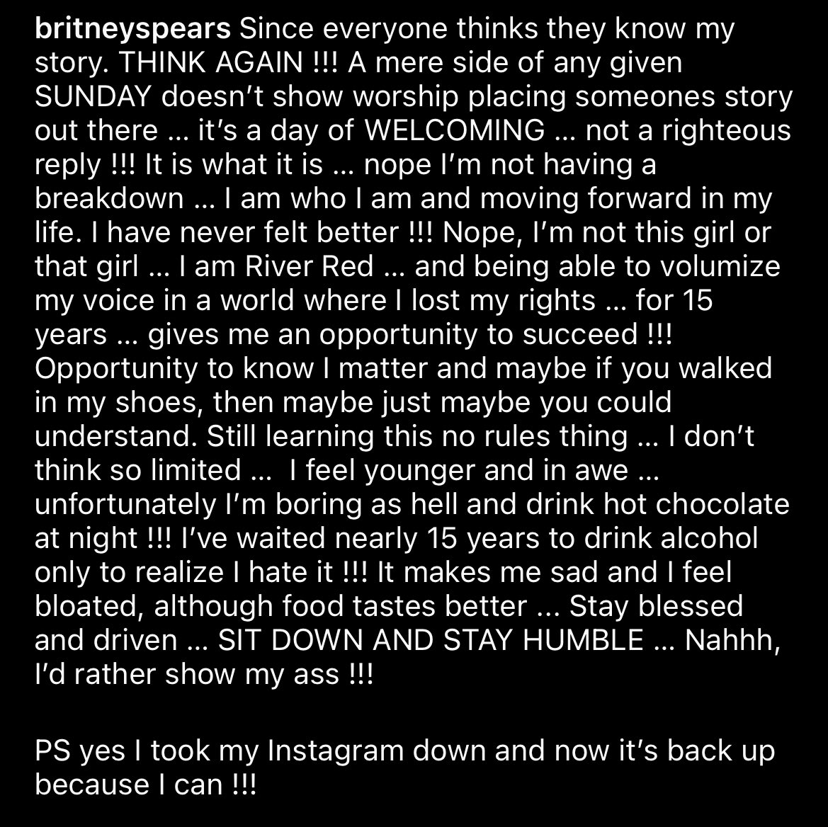 BritneyTheStan's tweet photo. Britney Spears is RESPONDING to people who question her mental health. 

“Nope I’m not having a breakdown … I am who I am and moving forward in my life. I have never felt better !!!” https://t.co/VzPGtEB4gK