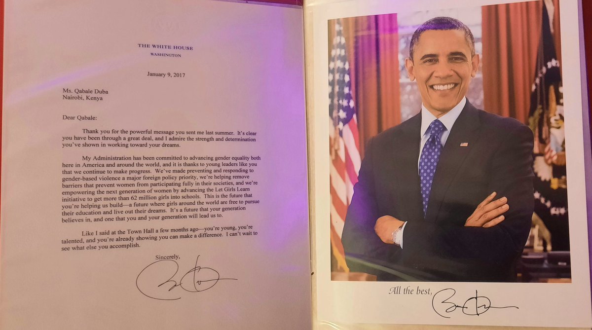 QabaleD's tweet photo. Six years ago President @BarackObama replied to my simple thank you email that I left on @WhiteHouse website about @WashFellowship. In his encouraging letter he said "Qabale I can't wait to see what else you will achieve". Mr President,that little girl is now "WORLD'S BEST NURSE" https://t.co/7BeD1MlARG
