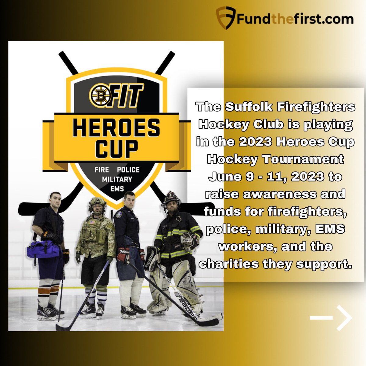 FundtheFirst's tweet photo. Let’s help the Suffolk Firefighters Hockey Club get to the 2023 Heroes Cup Hockey Tournament to raise awareness and funds for firefighters, police, military,EMS workers, and the charities they support!! #fundthefirst #firefighters #NewYork #hockey https://t.co/TaukkVscBu