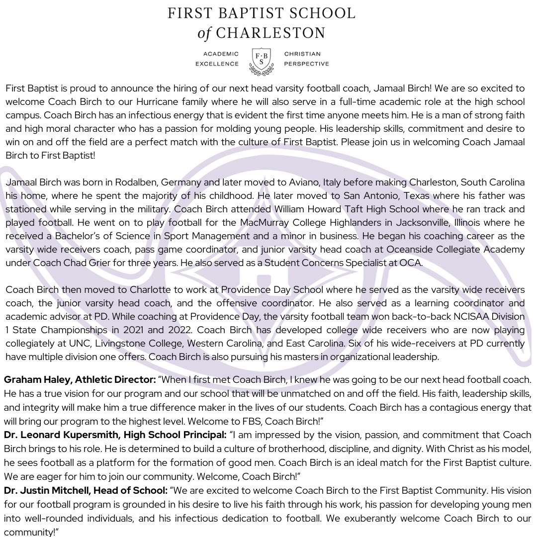 First Baptist Hurricanes tweet media