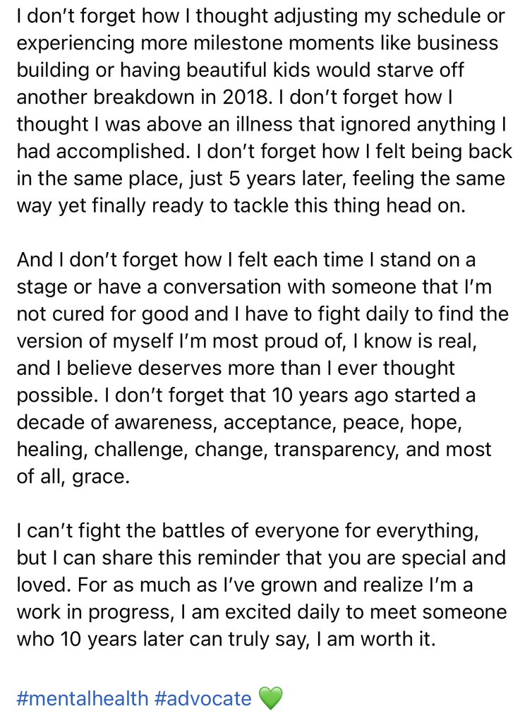 LyndseyFennelly's tweet photo. I Don’t Forget … 

My journey as a mental health advocate began 10 years ago. A decade has passed, so much discovered, and turning my mess into my message has become a complete blessing. 

#mentalhealth #advocate 💚 https://t.co/bIHTEziy9P