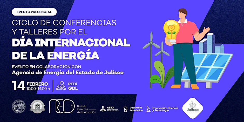 En conmemoración al Día Internacional de la Energía ⚡👷🏻‍hemos preparado un ciclo de conferencias y talleres, no te lo pierdas este 14 de febrero 💡

Realiza tu registro en el siguiente enlace ➡️ eventbrite.com.mx/e/523985102547

Consulta el programa ➡️ drive.google.com/file/d/1oxEgH-…