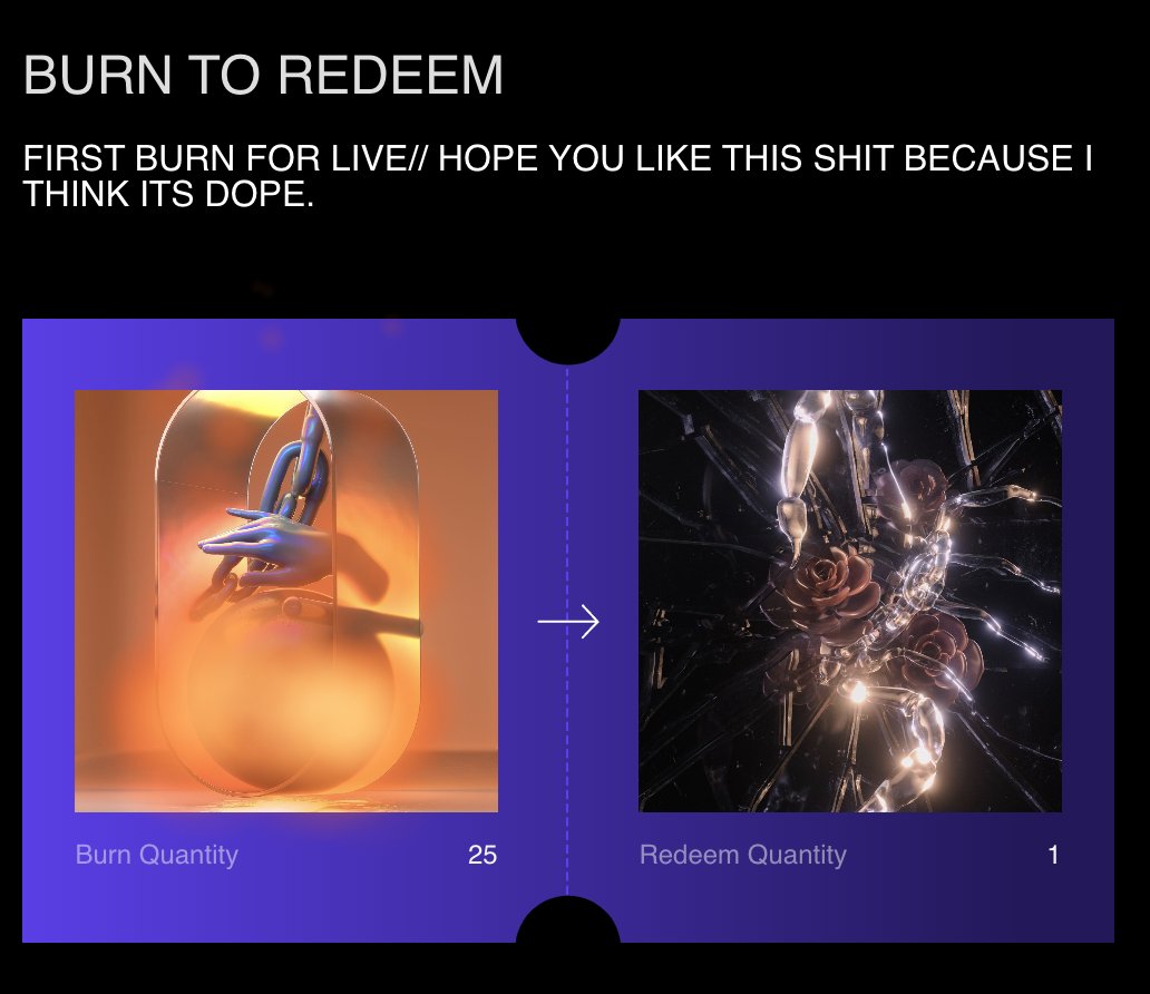 TONIGHT 4PM PST

Recently I released this free open edition as a gift for the shitty year we had all together, tonight im introducing the first burn. There is two artwork that you can claim

BREAK TROUGH// 25 LIVE// NEEDED
BREAK IN// 10 LIVE// NEEDED

Link in comments