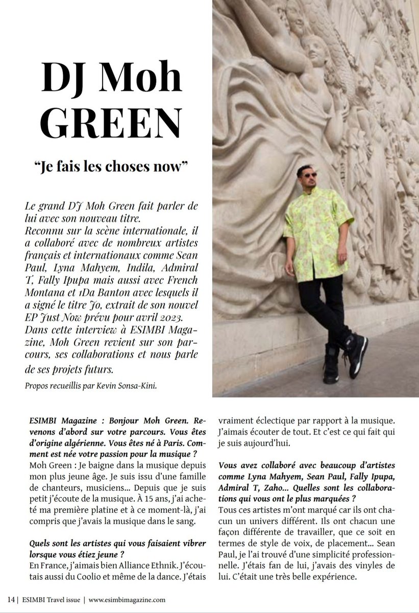 sonsas's tweet photo. @DjMohgreen en interview dans @EsimbiMag 👇

#article #Musique #interview https://t.co/yEnGhIM9UI
