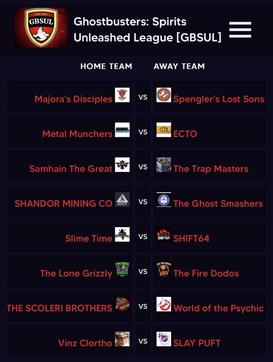 GBSUL WEEK 3 🚫👻☎️

Here’s the week 3 line up of pro <a href="/GhostbustersSU/">Ghostbusters: Spirits Unleashed</a> teams 🎮

This week Ghost teams have the home matches👻

Check the comments for #GBSUL team streams so you don’t miss any of the action