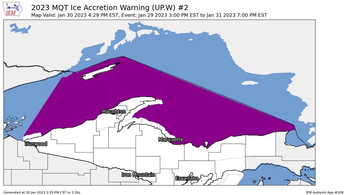 IEMBot MQT on Twitter "MQT continues Ice Accretion Warning for Black