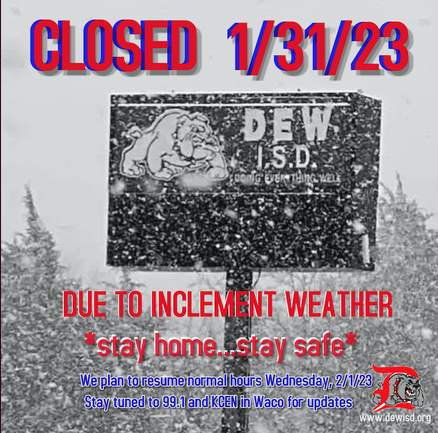 dewisd's tweet photo. School will be closed tomorrow, 01/31, due to inclement weather. https://t.co/eifD58m1Xr